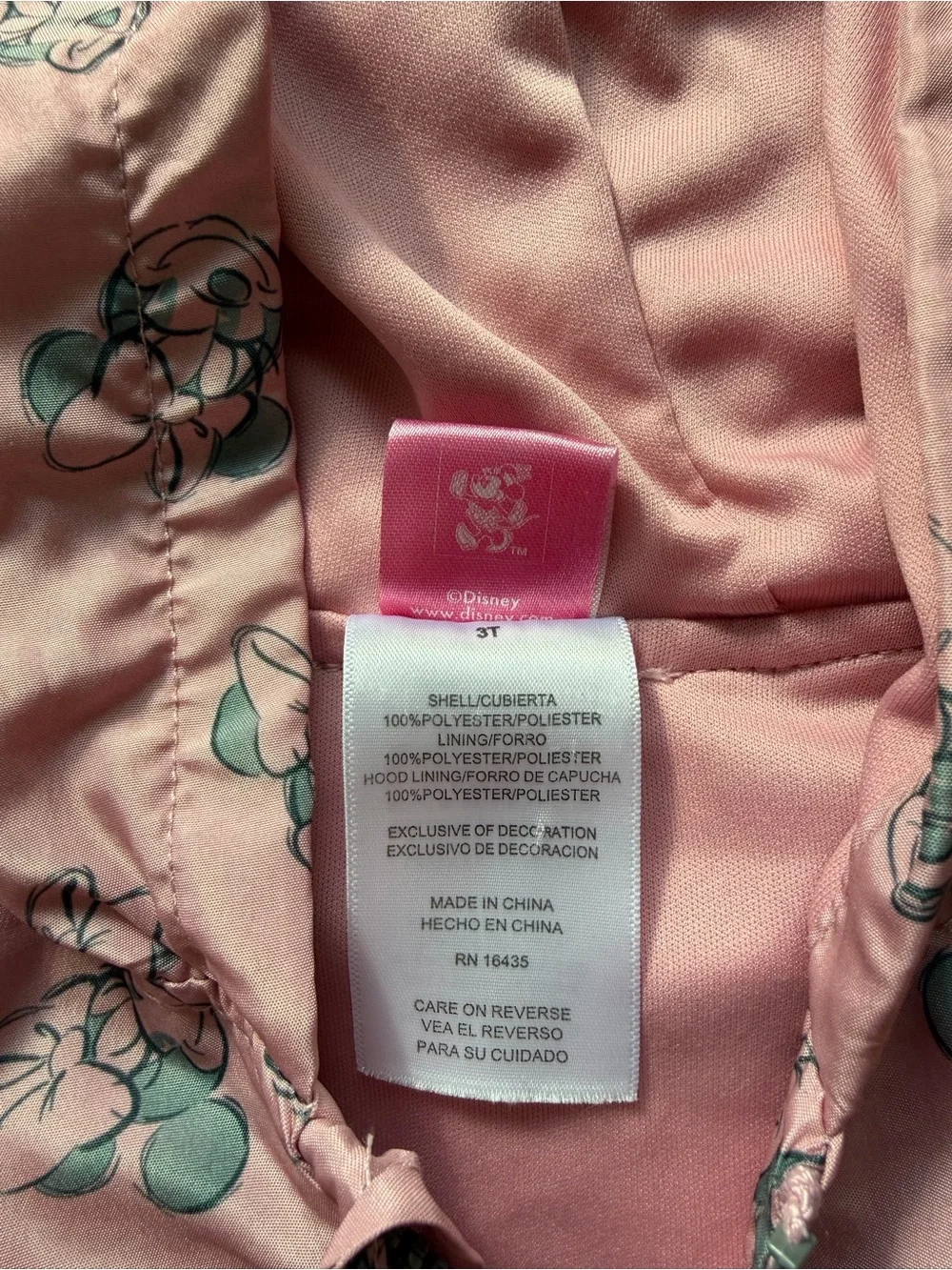 Disney Toddler Girls Minnie Mouse Rain Jacket with Mouse Ears 3T